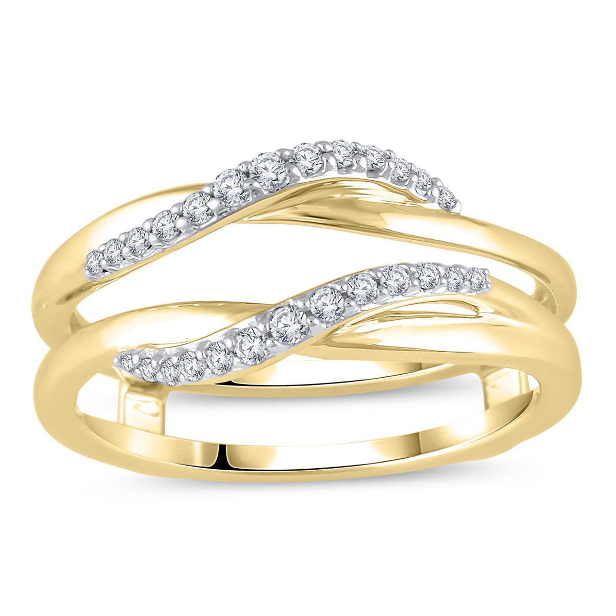 14Kt Yellow Gold Guard / Wrap Ring With 0.16cttw Natural Diamonds