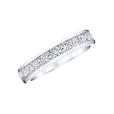 14Kt White Gold Channel Set Wedding Ring with 0.10cttw Natural Diamonds