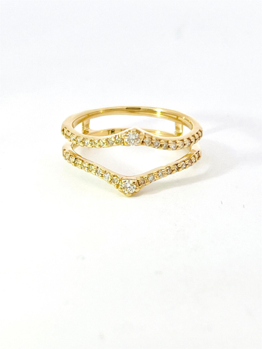 14Kt Yellow Gold Chevron 0.74cttw Natural Diamond Guard Ring