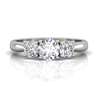 18Kt White Gold Three-Stone Ring with 0.70cttw Natural Diamonds