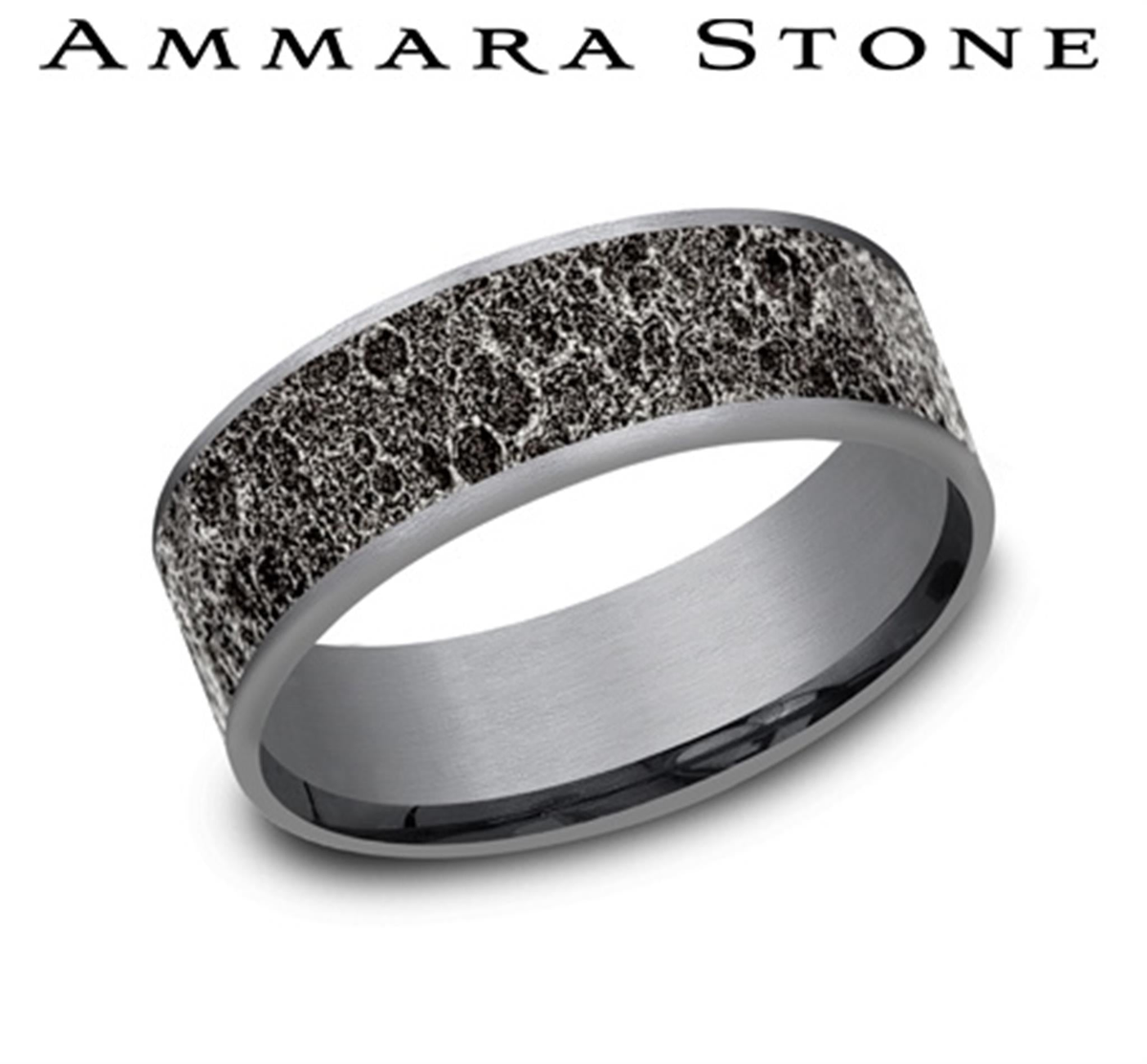 Tantalum & 14Kt Gray & White Ammara Stone Band