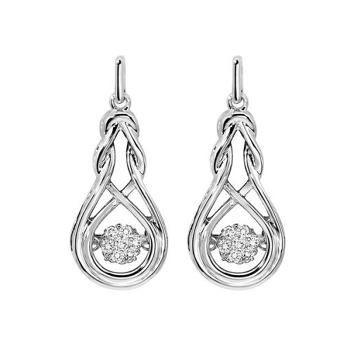 Sterling Sivler Rhythym Of Love Diamond Dangle Earrings