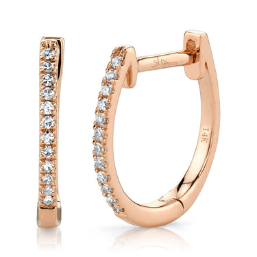 Shy Creation 14K Rose Gold Everyday 0.08ctw Diamond Huggie Hoop