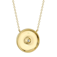 Shy Creation 14Kt Yellow Gold 14mm Circle Pendant with Natural Diamonds