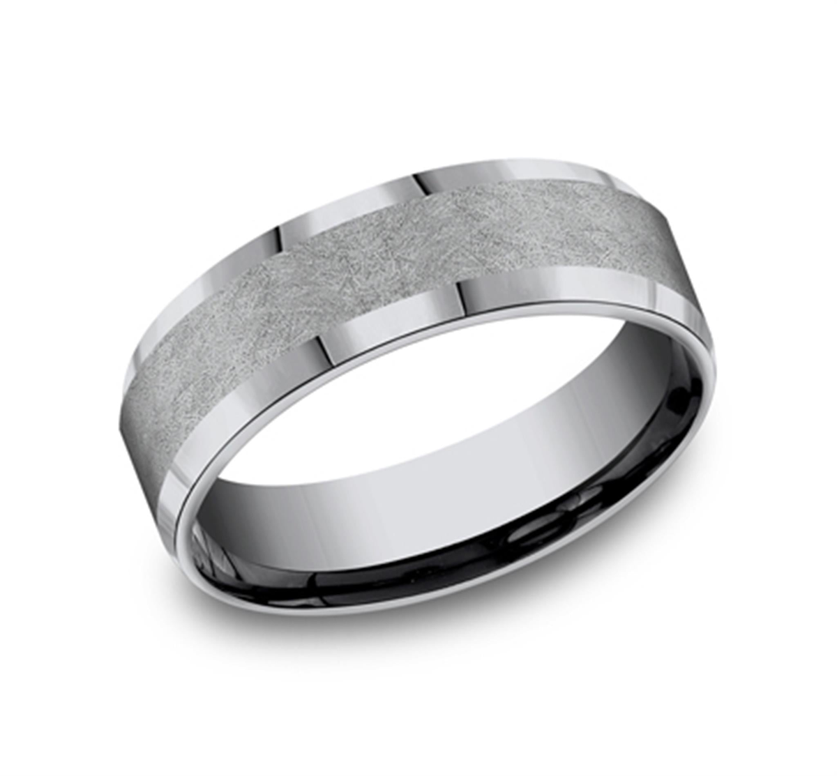 Benchmark Tantalum Gray Wedding Band With Swirl Wire Finish