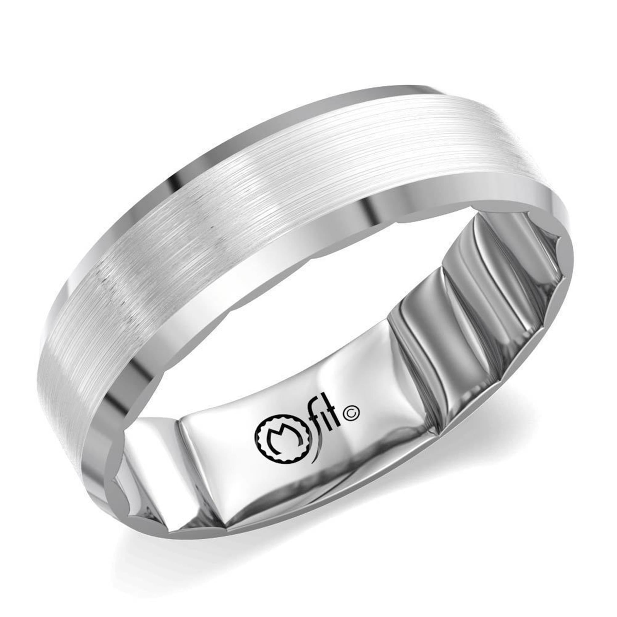 14Kt White Gold 8mm  M-FIT Band With Beveled Edge