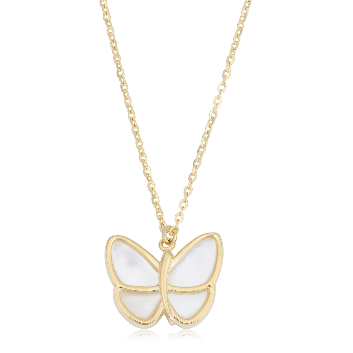 14Kt Yellow Gold Butterfly Pendant with Mother Of Pearl