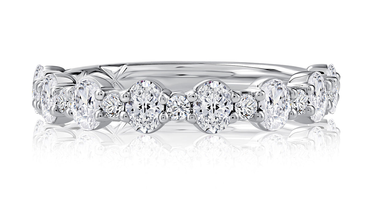 A. Jaffe Shared Prong Bright Polished Anniversary Band with 0.95cttw Natural Diamonds