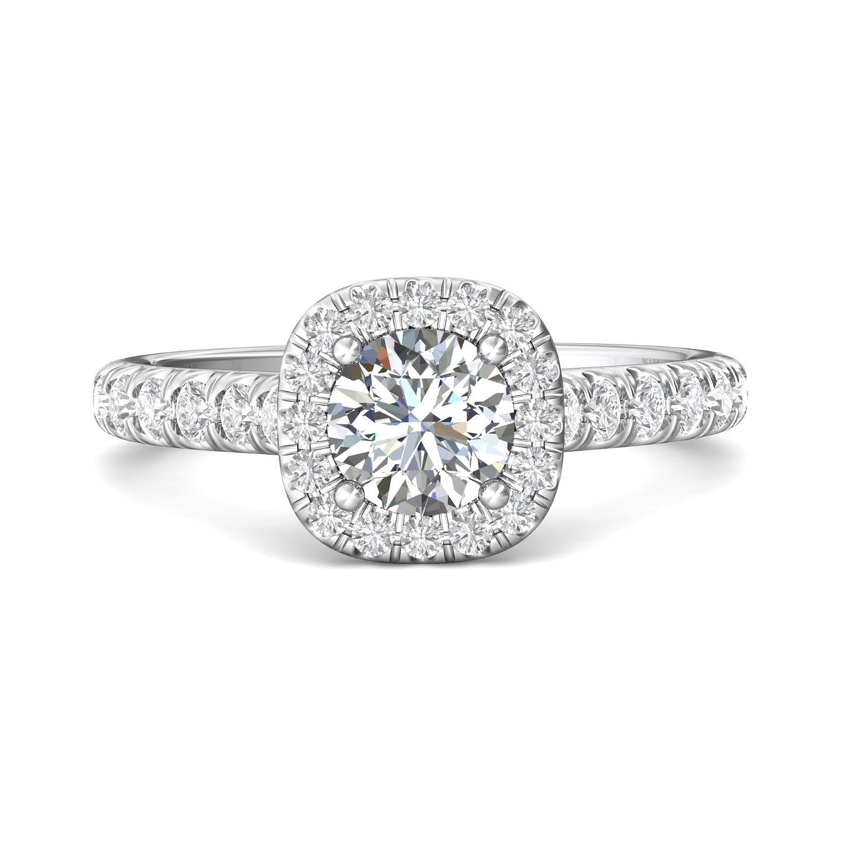 14Kt White Gold Halo Engagement Ring With 0.80ct Natural Center Diamond