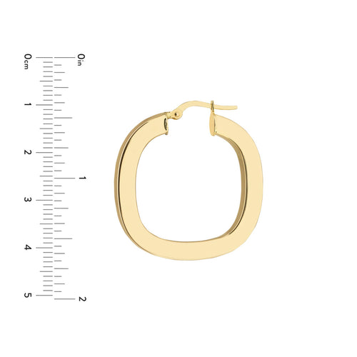14Kt Yellow Gold 30x4mm Squared Hoop Earrings