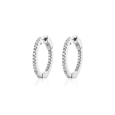 Sterling Silver Mini Inside-Out Cubic Zirconia Huggie Hoop Earrings