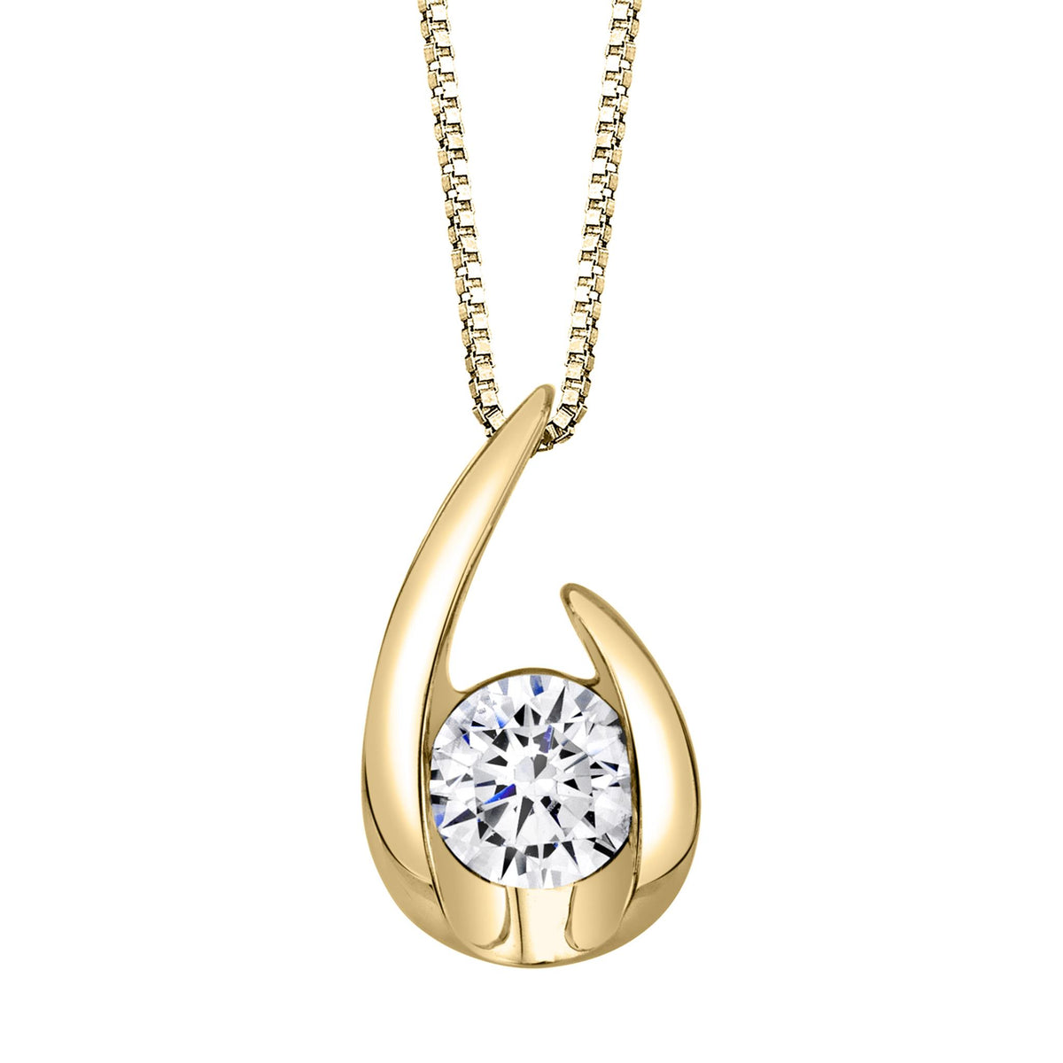Hooked On Love 14Kt Yellow Gold Solitaire Pendant With .50cttw Natural Diamond