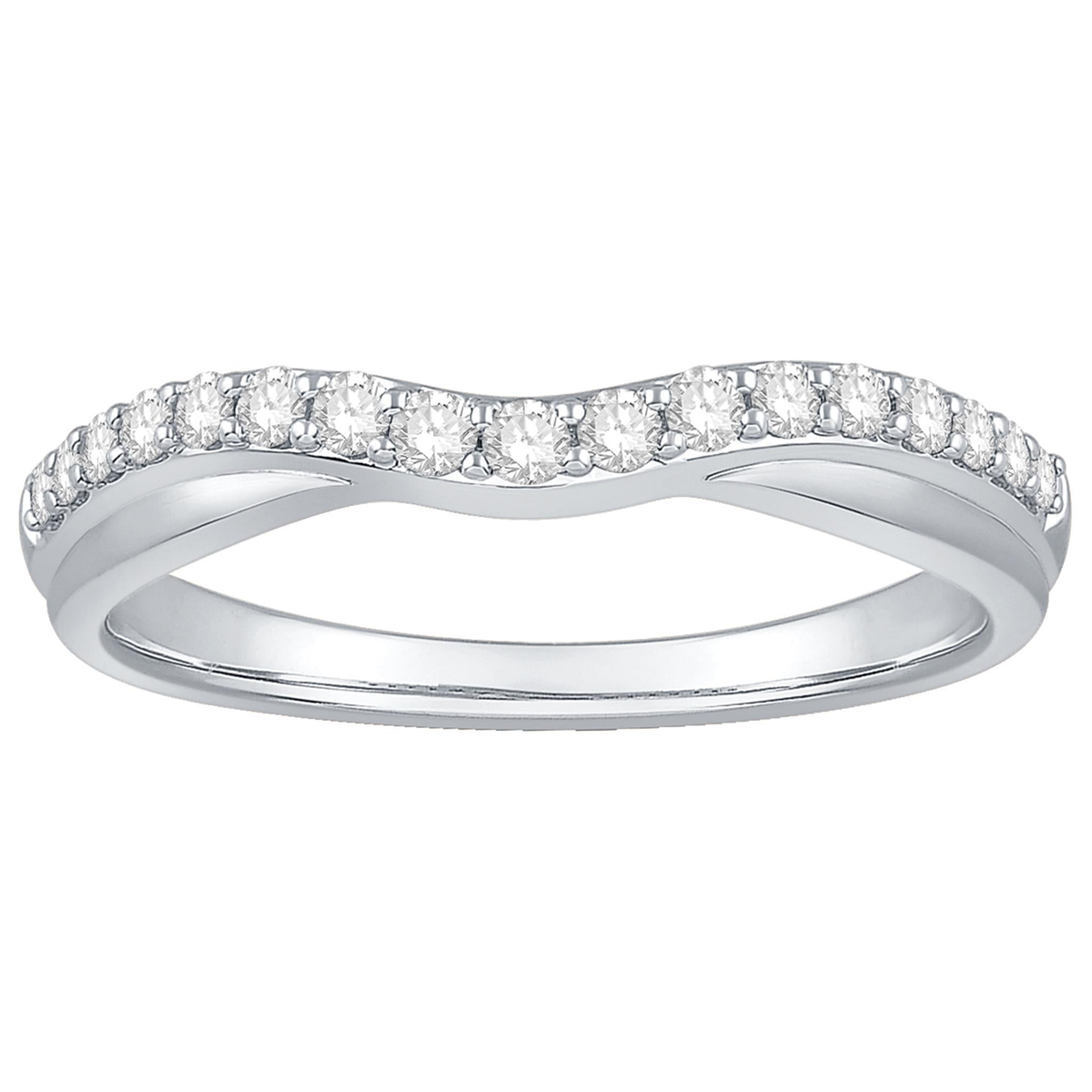 14Kt White Gold Curved Wedding Ring With 0.25cttw Natural Diamonds