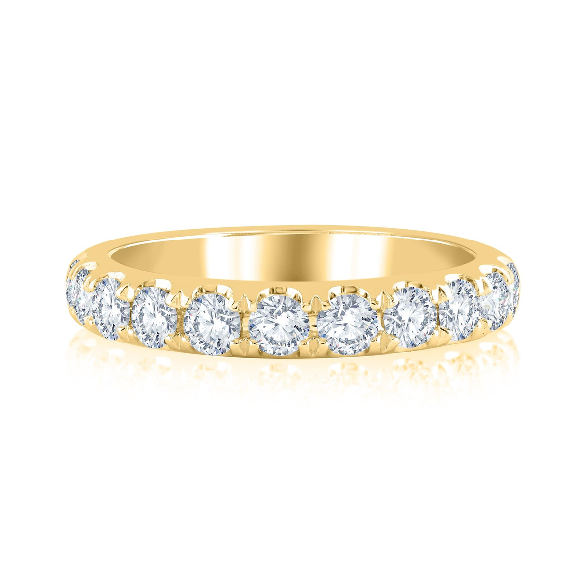 14Kt Yellow Gold Prong Set Wedding Ring With 1.00cttw Natural Diamonds