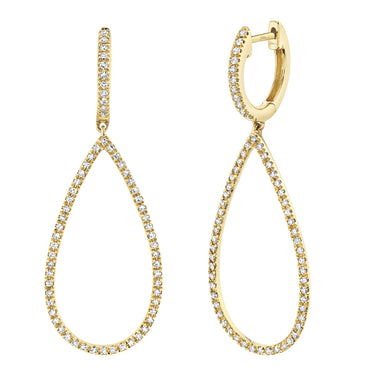 Shy Creation 14K Yellow Gold Teardrop Dangle Earrings with .40cttw Diamonds (H Color - SI1 Clarity)
