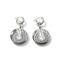 John Hardy Silver Carved Chain Convertible Drop Earring