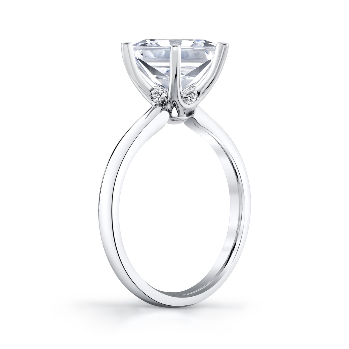 Pure Lasker Platinum Collection Regal Crown Solitaire Engagement Ring Mounting  with 4.05cttw Natural Diamond Accents  1.50Ct Round Center Diamond Sold Separately.