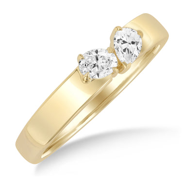 14Kt Yellow Gold Toi et Moi 0.30cttw Pear & Oval Diamond Ring (H Color - SI1 Clarity)