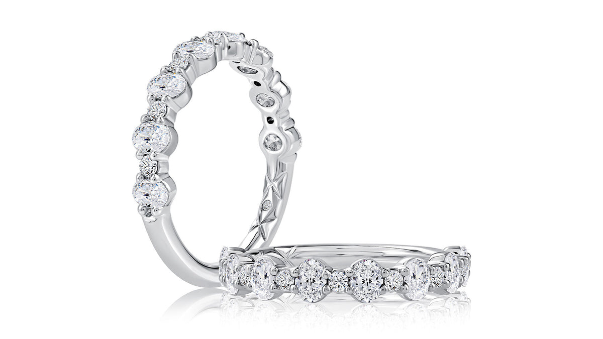 A. Jaffe Shared Prong Bright Polished Anniversary Band with 0.95cttw Natural Diamonds