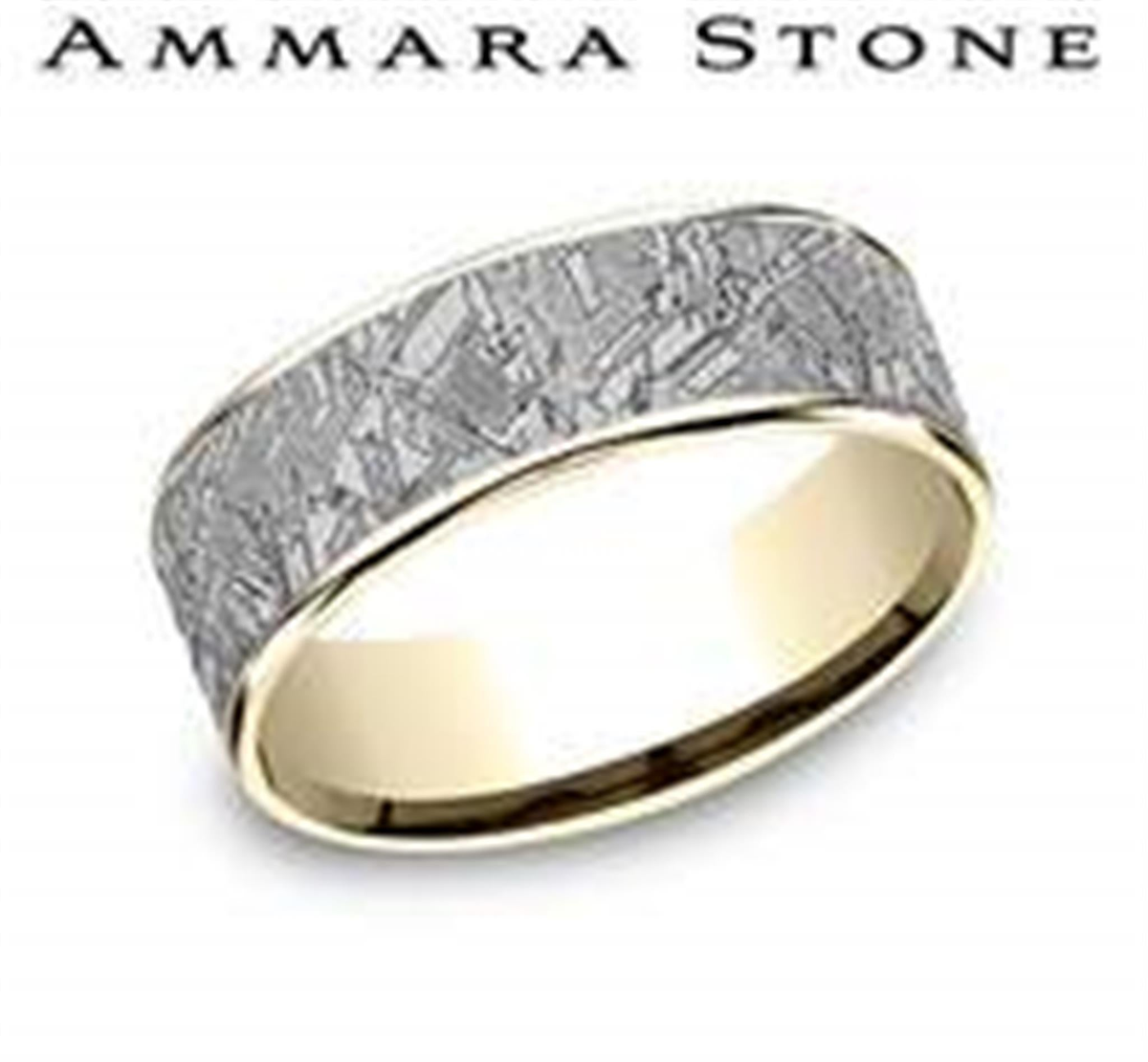 Tantalum  14Kt Gray  Yellow Ammara Stone Band