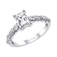 14Kt White Gold Engagement Ring Mounting with 8 Baguettes Totaling .92 Carats