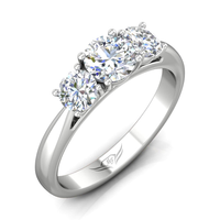 18Kt White Gold Three-Stone 1.34cttw Natural Diamond Engagement Ring