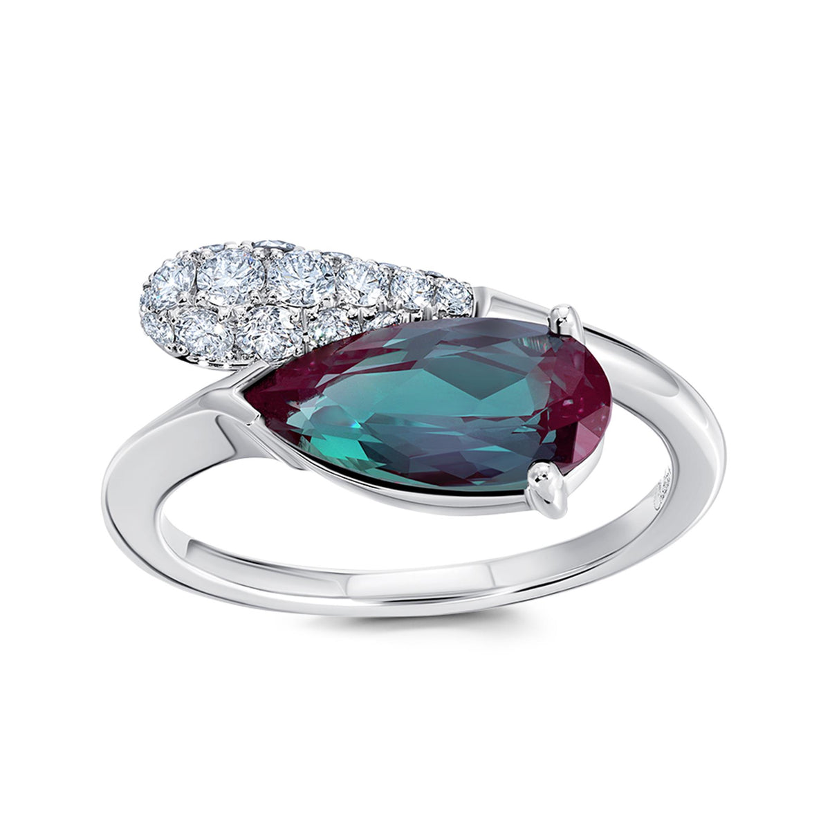 14Kt White Gold Ring With 2.38ct Chatham Lab Created Alexandrite