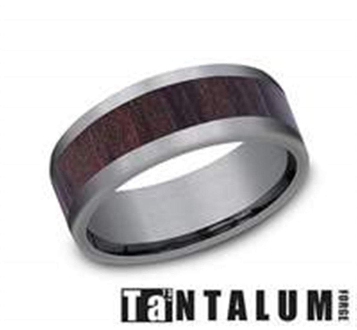 8mm Grey Tantalum Band with Rosewood Center Inlay