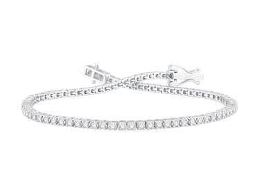 Sterling Silver 2cttw Lab-Created Diamond Tennis Bracelet