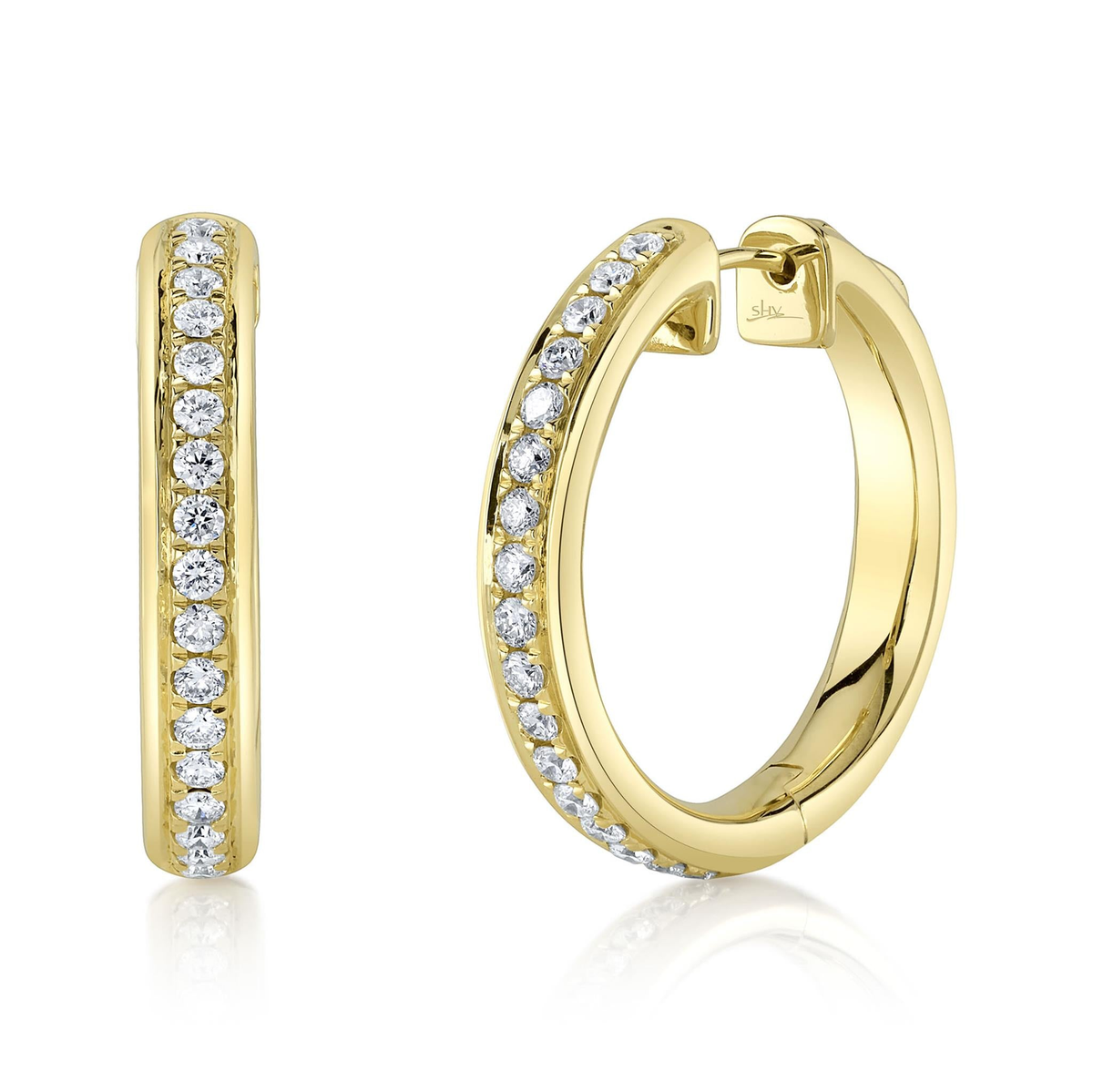 Shy Creation Gold Diamond Hoop Earrings