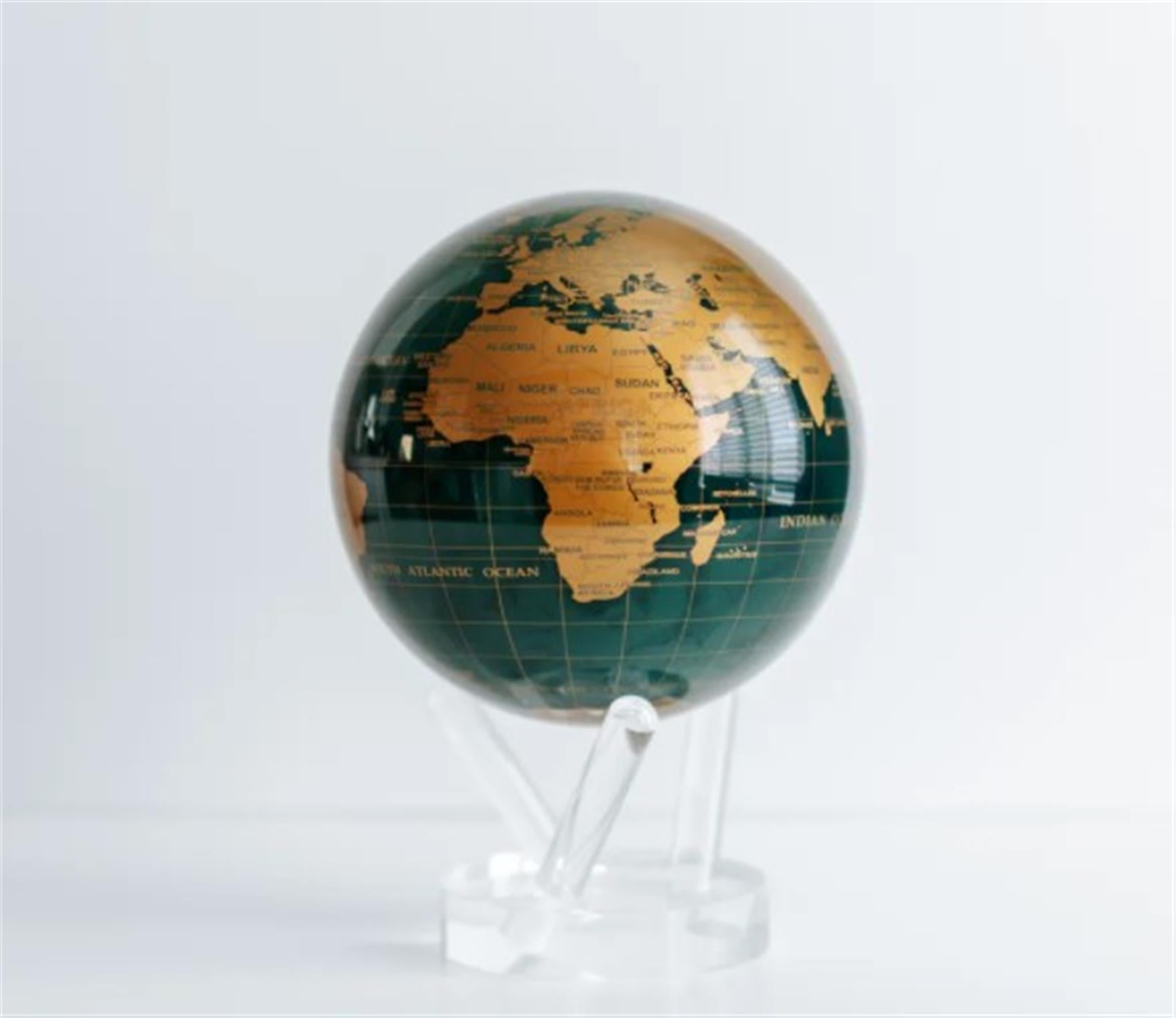 MOVA 6" Gold Terrestrial and Dark Green Ocean Globe with Acrylic Base