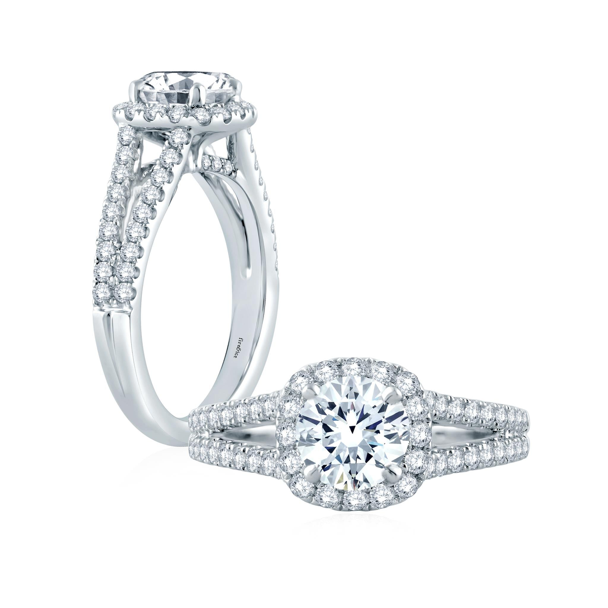 18Kt White Gold Halo Engagement Ring With 0.53ct Natural Center Diamond