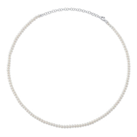 Shy Creation 3x3.5mm Cultured Freshwater Pearl  Necklace with 14K White Gold Link Extender