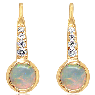 14Kt Yellow Gold Leverback Earrings with 0.62ct Australian Opals
