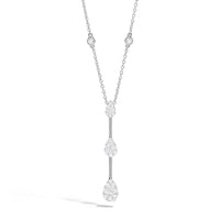 Lasker Couture 18Kt White Gold Fiori 3-Station Teardrop Pendant With .85cttw Natural Diamonds