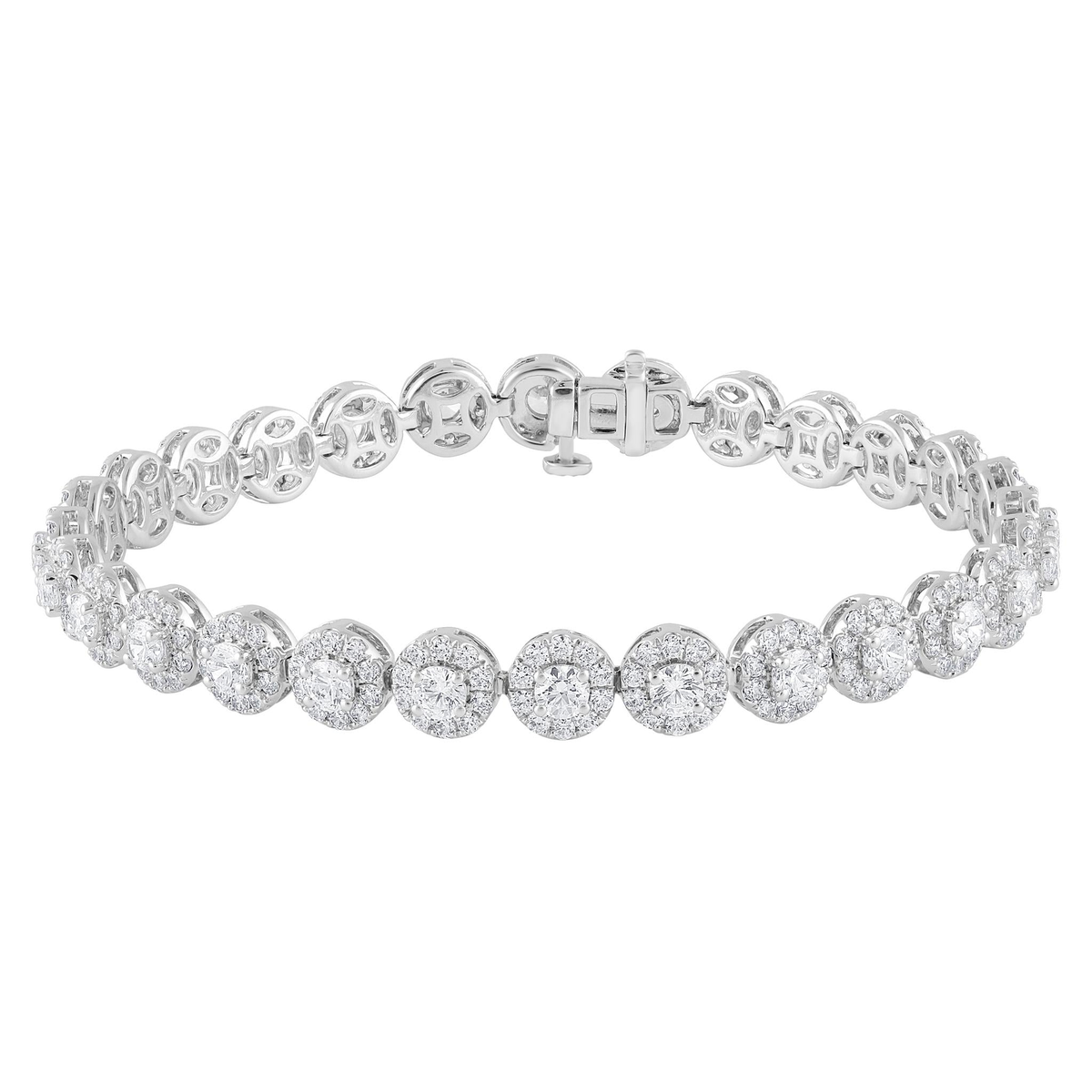 14Kt White Gold Tennis Bracelet With 7.00cttw Round Natural Diamonds