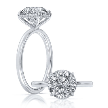 Centurion Collection 14Kt White Gold Hidden Halo 2ct 100-Faceted Lab-Grown Round Diamond Solitaire Engagement Ring