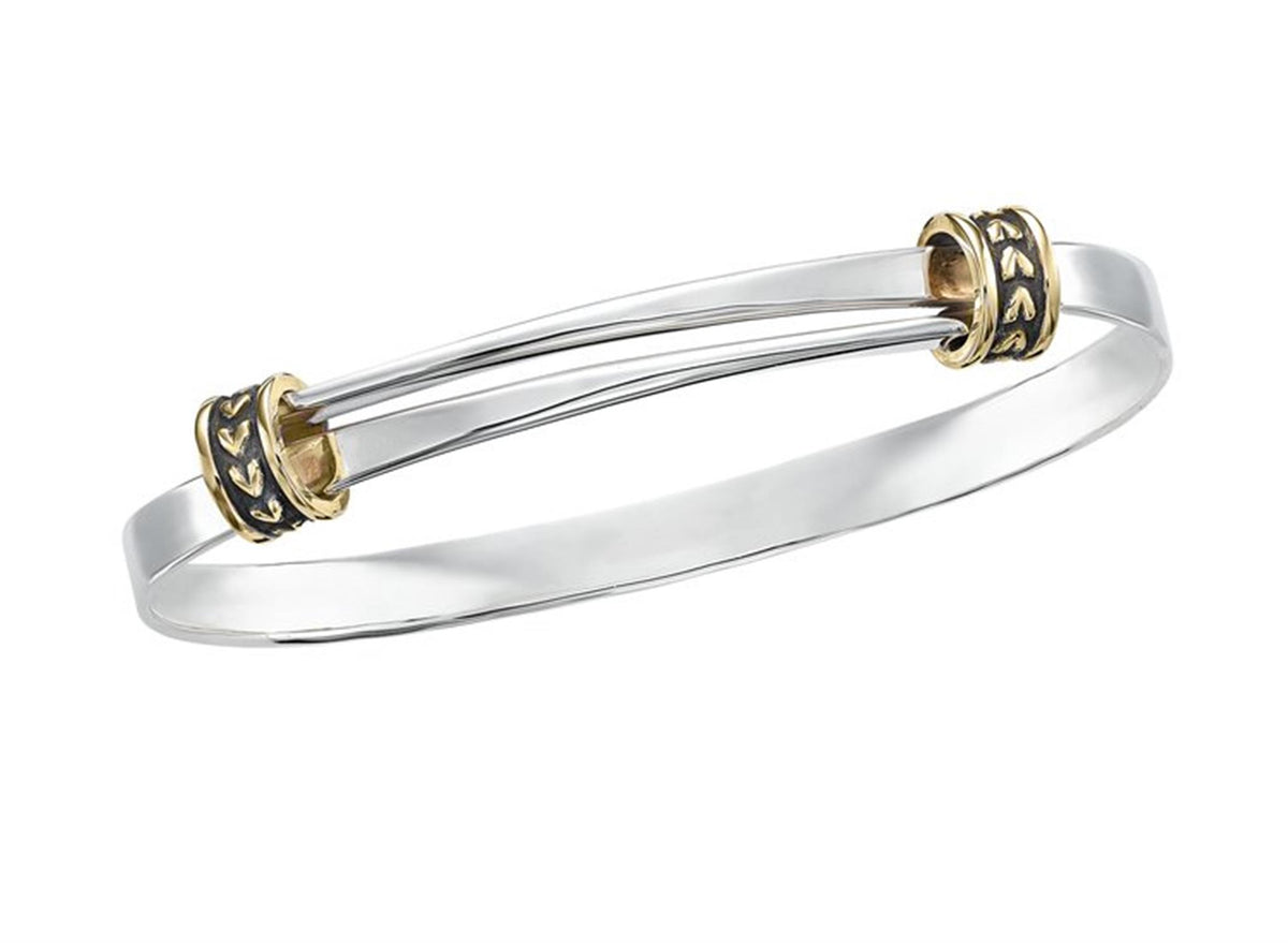 E.L. Designs Silver & Gold Heartfelt Signature Bangle Bracelet