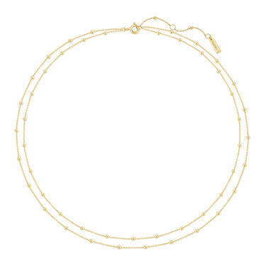 Ania Haie 14Kt Gold Plated Sterling Silver Double Chain Bead Station Necklace