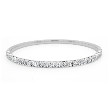 14Kt White Gold 2cttw Natural Diamond Flex Bangle Bracelet