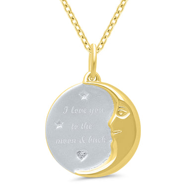 Sterling Silver and Gold Overlay Love You To The Moon & Back Pendant