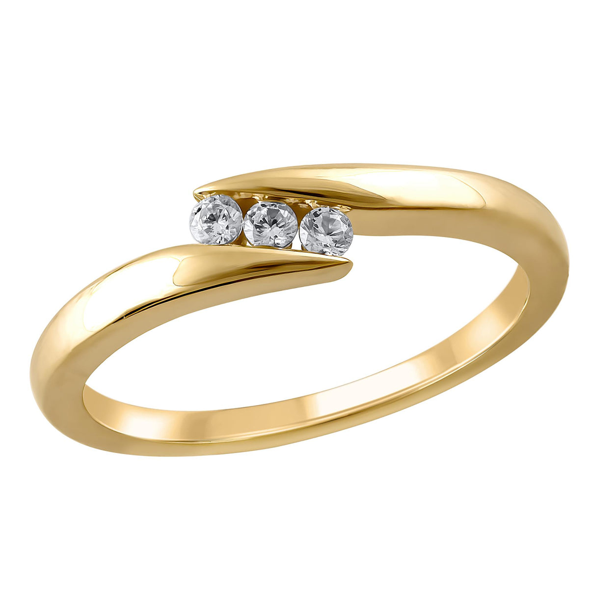 10Kt Yellow Gold Classic Fashion Ring With .10cttw Natural Diamonds