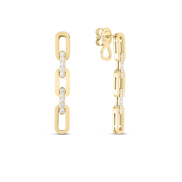Roberto Coin 18Kt Yellow Gold Navarra 3-Link 0.43cttw Natural Diamond Drop Earrings