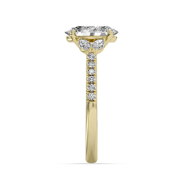 Centurion Collection 14Kt Yellow Gold Vine Engagement Ring with 2ct 100-Faceted Lab-Grown Marquise Center Diamond and 0.43cttw Accent Diamonds