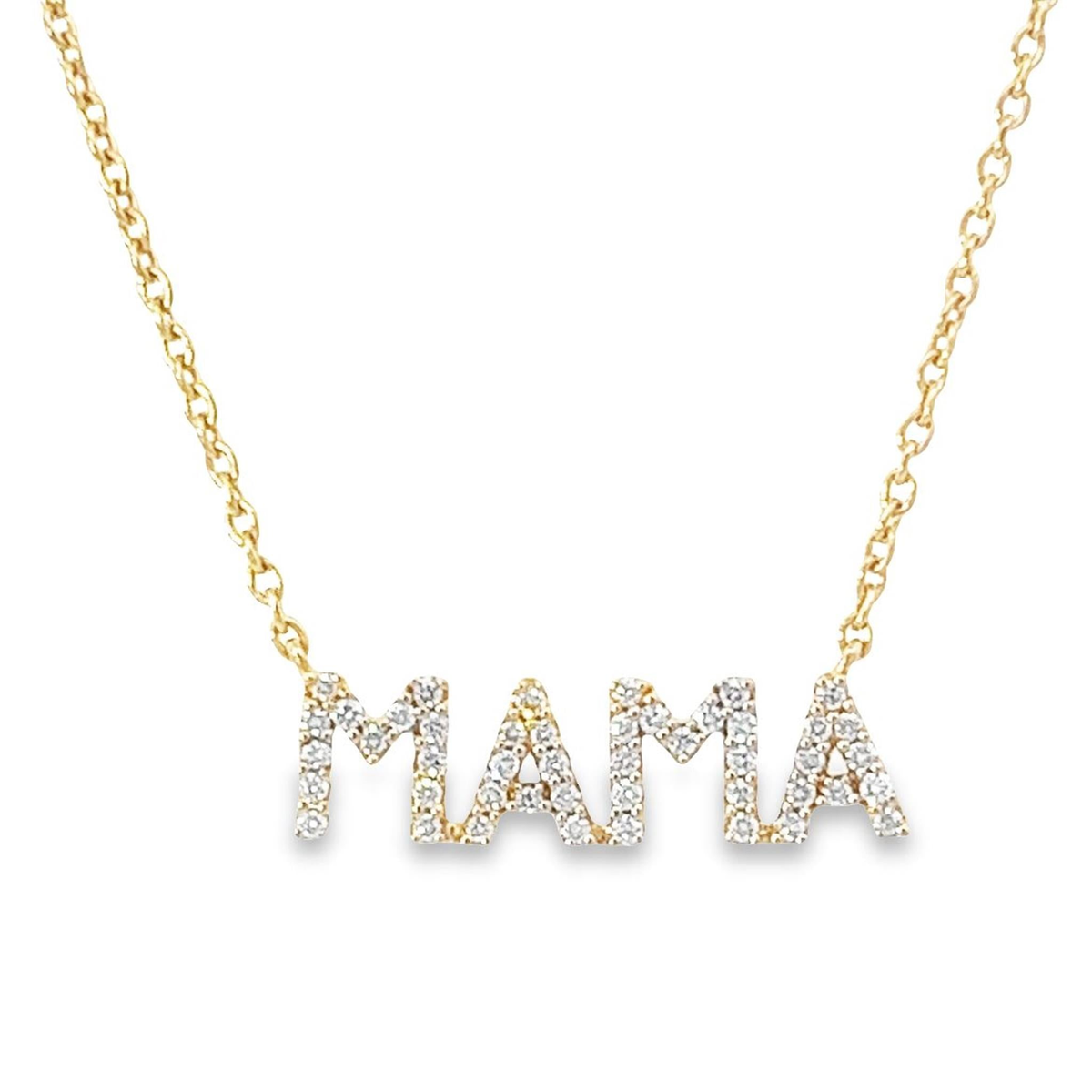 14Kt Yellow Gold MAMA Pendant with .15cttw Natural Diamonds