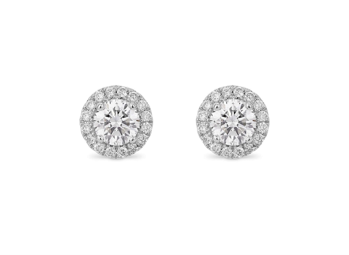 14Kt White Gold Classic Stud Earrings With 2.00cttw Lab-Grown Diamonds