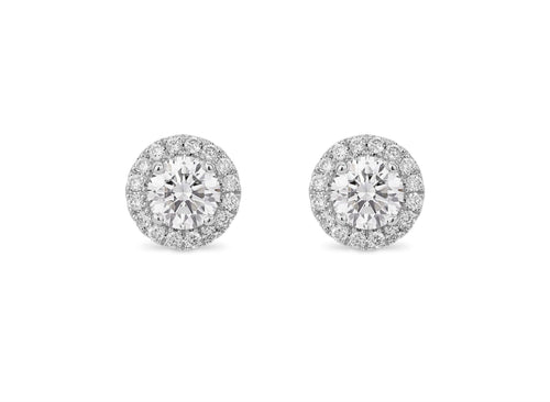 14Kt White Gold Classic Stud Earrings With 2.00cttw Lab-Grown Diamonds