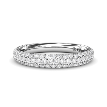 FANA 14Kt White Gold Three Row 0.58cttw Natural Diamond Anniversary Band