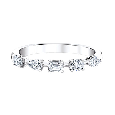 14kt White Gold Mixed Shape Stackable Band with .55Cttw Natural Diamonds (Color I-J, Clarity SI2)