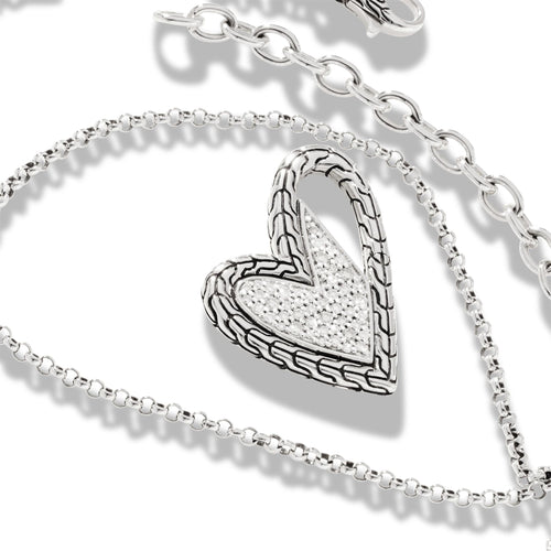 John Hardy Silver Heart Necklace with Diamond